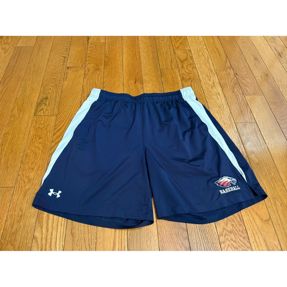 Under Armour Mens XL Navy Blue Eagle Baseball Athletic Training Shorts Pockets